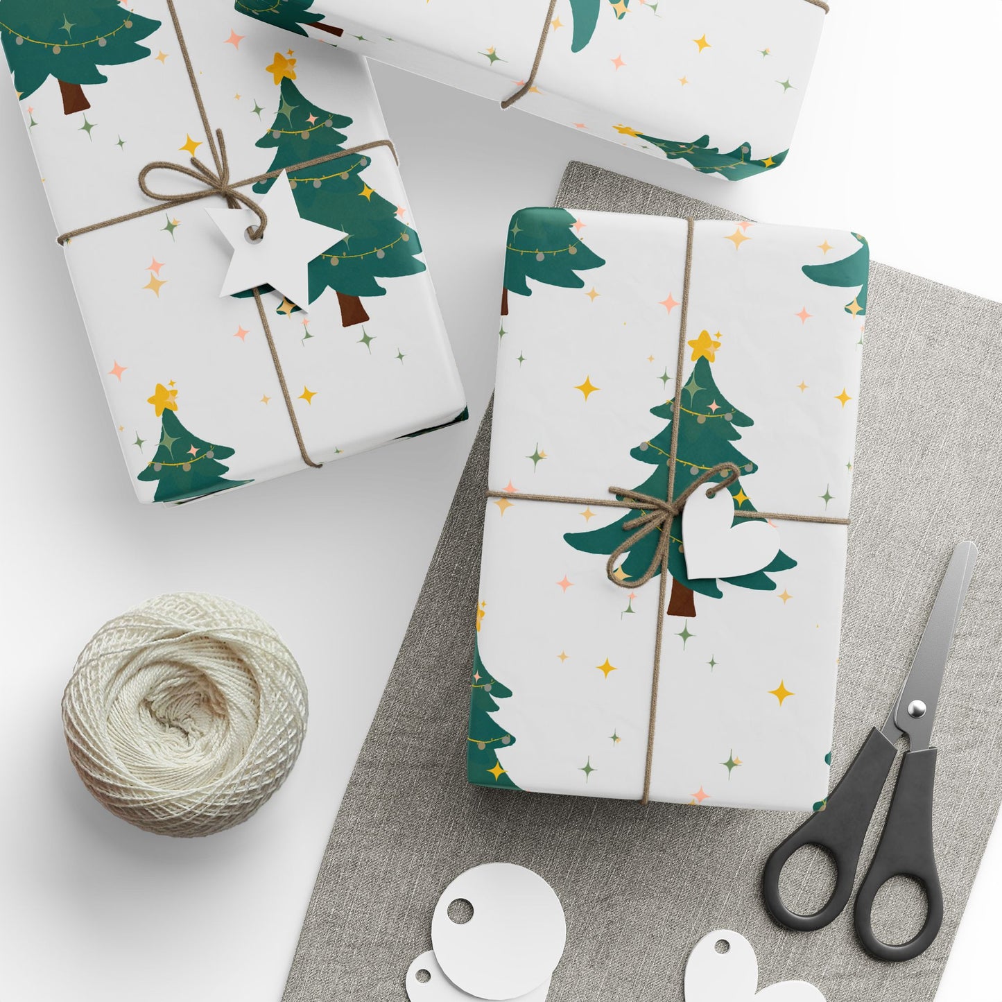 Gift wrap with Christmas tree design